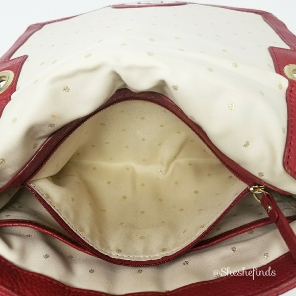 ๐ RED QUILTED LEATHER SHOULDER /CROSSBODY HANDBAG - BY KATE SPADE - Picture 6 of 8